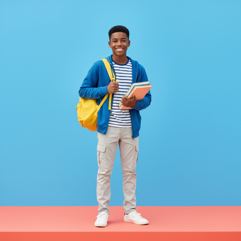 Illustration - Lycéen avec un sac à dos